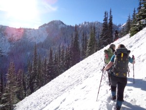 The group crossing a small slope
