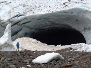 Dave looking at the cave