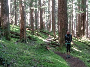 Emilie along the dirt trail
