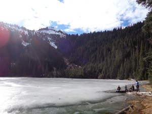 Relaxing in the sun by Boulder Lake
