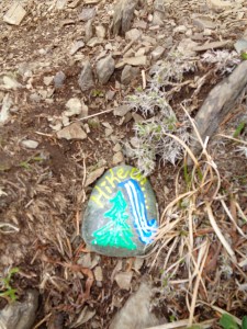 Encouraging rock left a quarter mile from the top