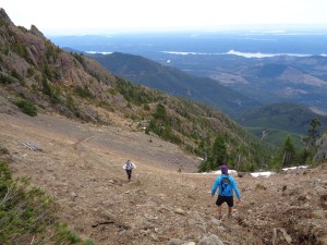 Steep open slope about a half mile from the top