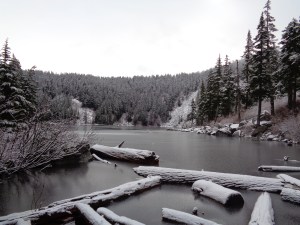 Snow covered Mason Lake