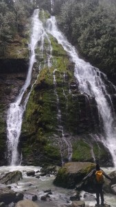 Double waterfall. Jonathan for scale.