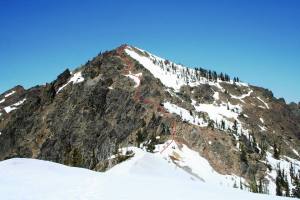 Red line shows our path up Gene's (credit to Kyle)