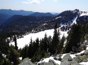 Looking down on Rachel Lake from Snack Rock