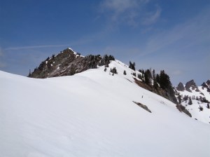 Looking up the ridge at a bump along the ridge to Alta