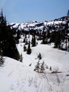 Looking out at the northwesternmost Rampart Lakes
