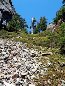 Looking up at Headlee Pass