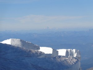 Glacier Peak and a wildfire in the distance
