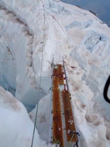 Looking down at the easy ladder