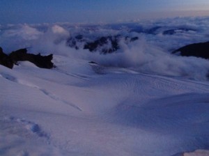 Looking down the Coleman at the beginning of dawn