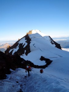 Gaining the rocky ridge, Colfax in the background