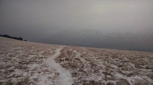 Rob heading down from Muir after weather moved in