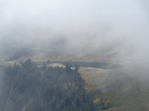 Foggy Lake Ann from near the bottom of the Chimneys